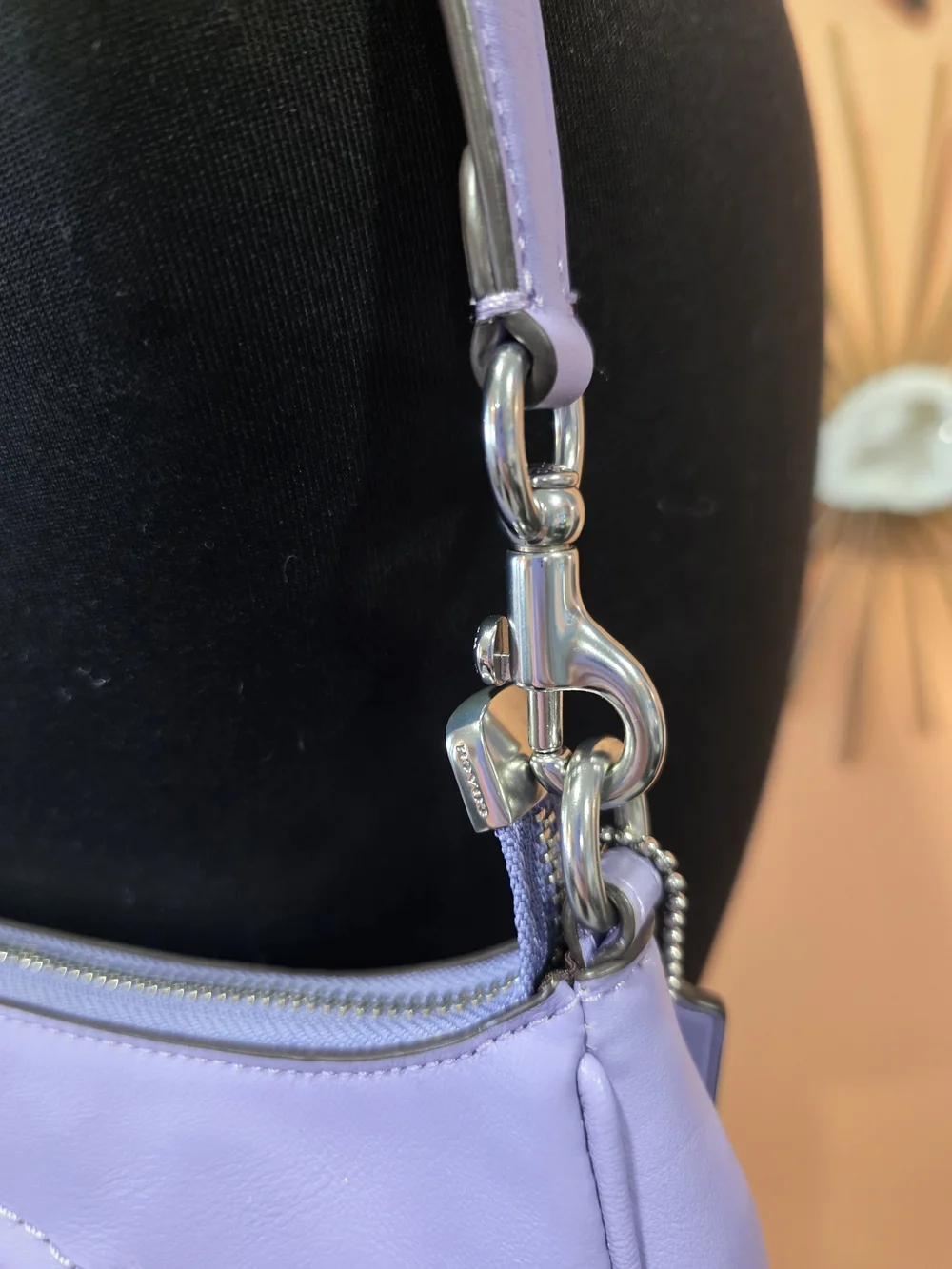 Coach Teri Lilac Smooth Leather C Shoulder Handbag Or Crossbody Bag CR099